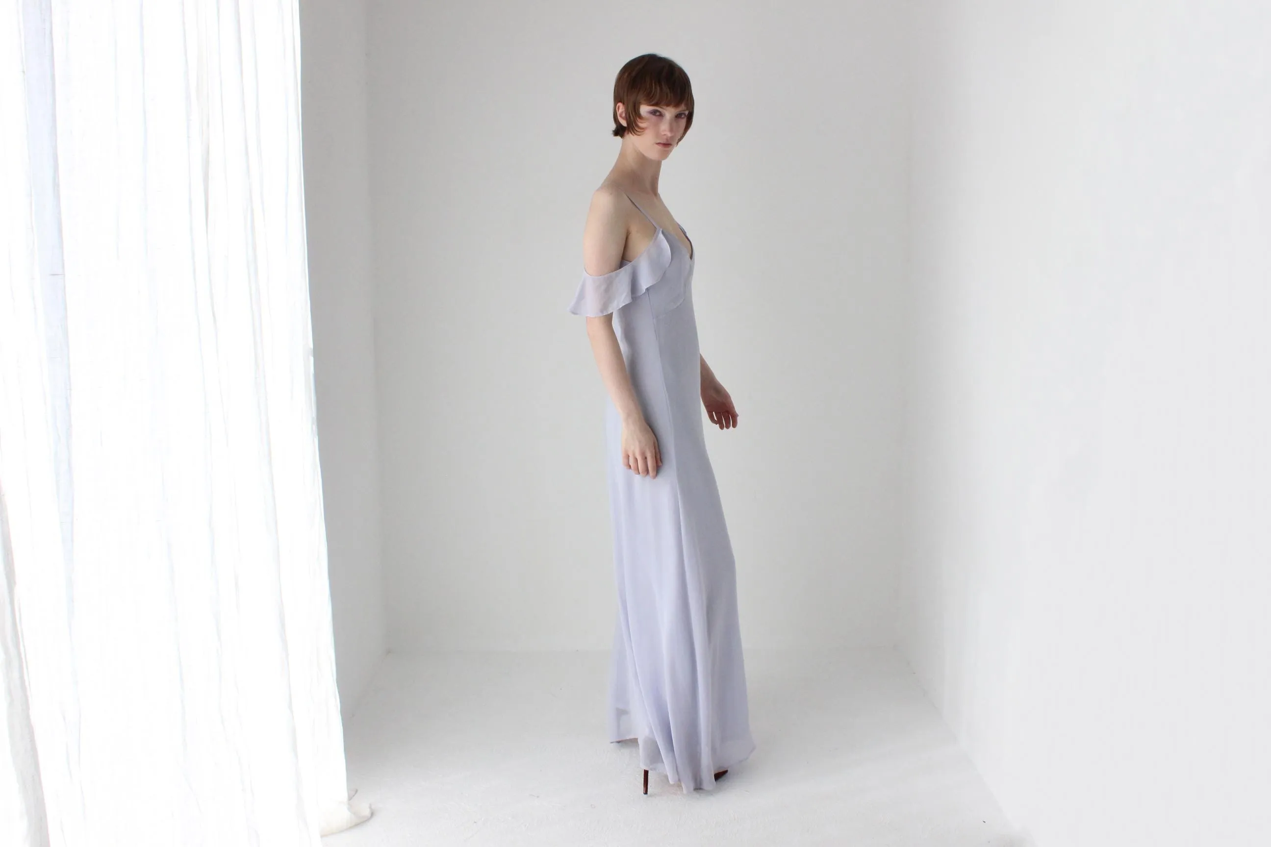 00s Does 30s Pastel Flutter Sleeve Cocktail Gown
