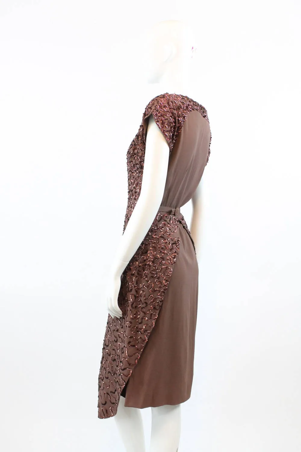 1940s BEADED sequin apron dress xs | new fall