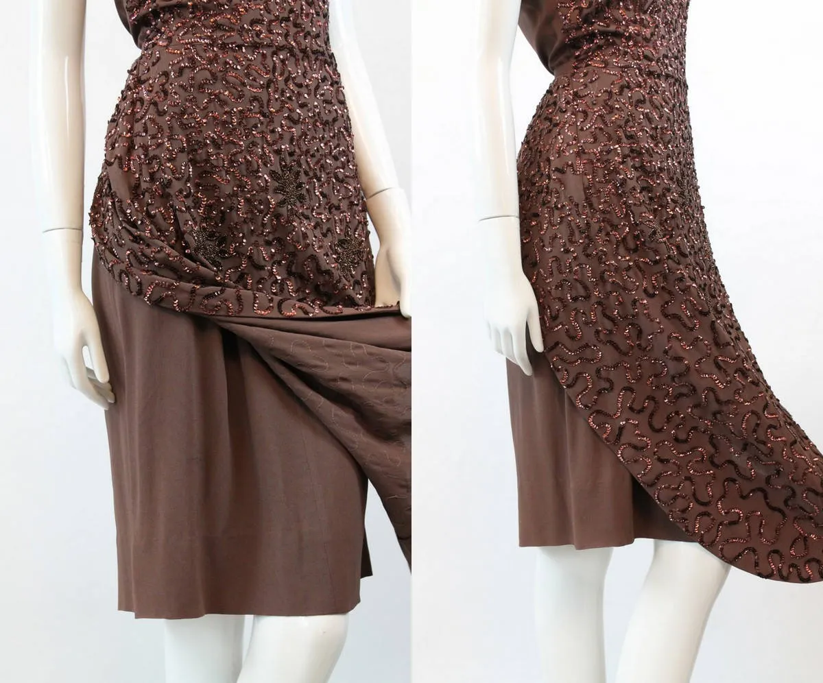 1940s BEADED sequin apron dress xs | new fall