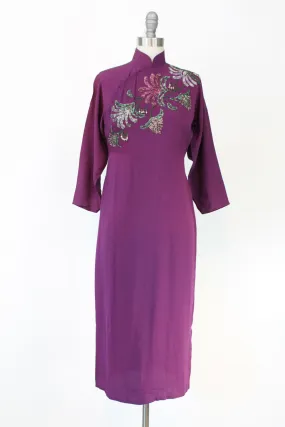 1940s sequin dress cheongsam rayon beaded qi pao small | new fall