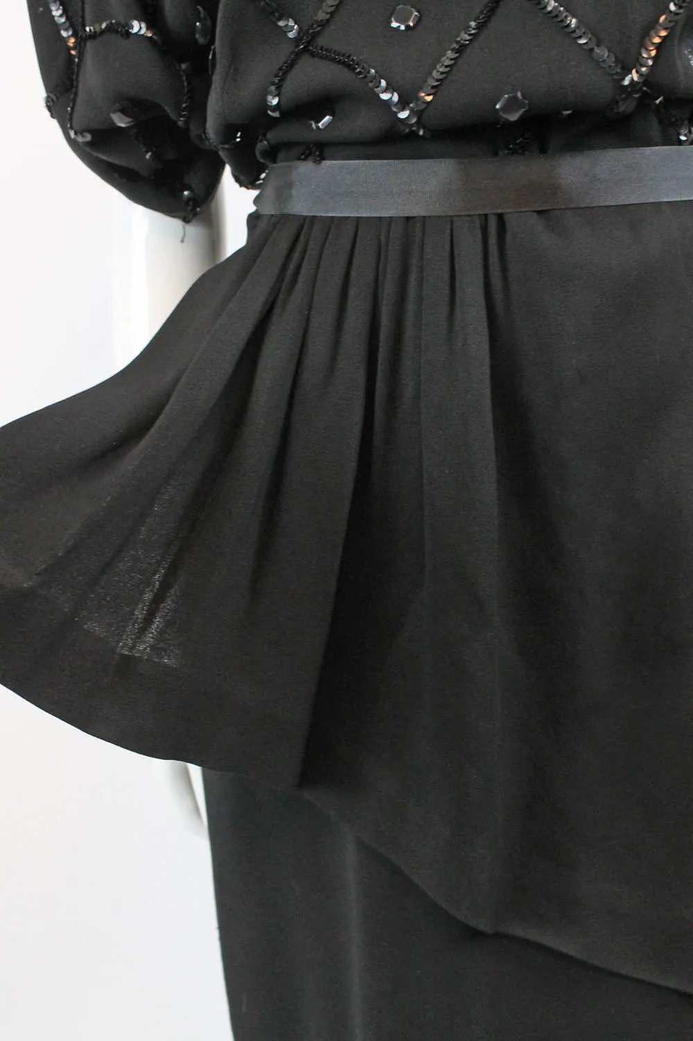 1940s sequin peplum dress rayon medium | new fall