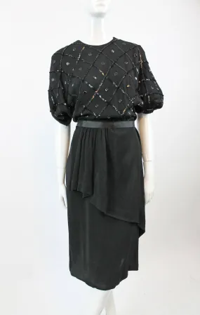 1940s sequin peplum dress rayon medium | new fall