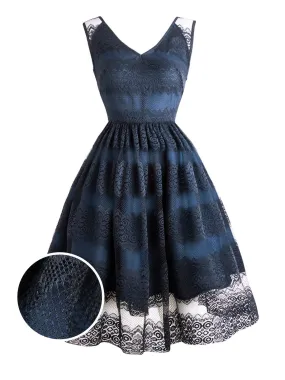 1950s Floral Mesh Lace Swing Dress