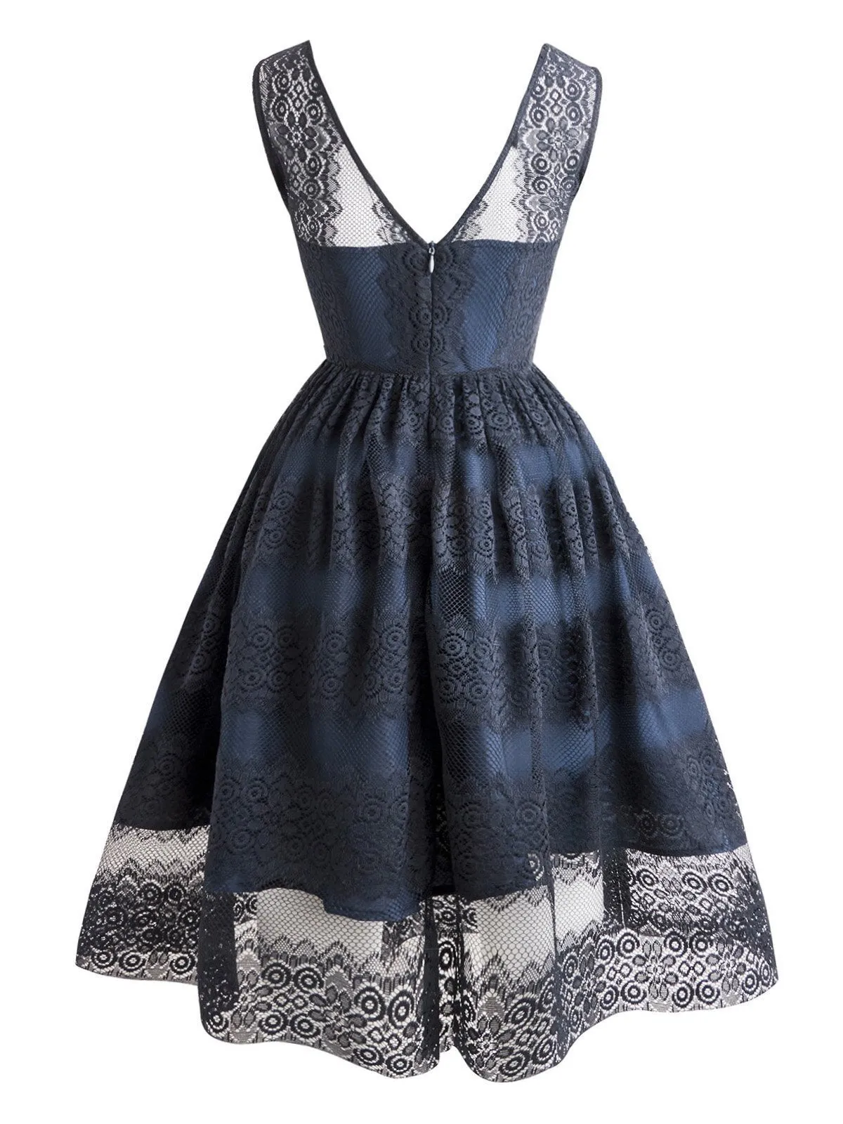 1950s Floral Mesh Lace Swing Dress
