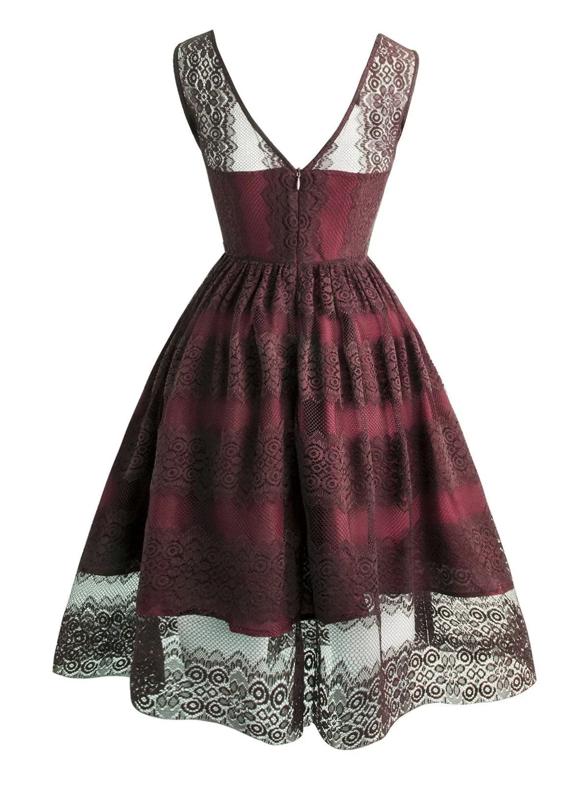 1950s Floral Mesh Lace Swing Dress
