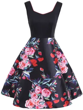 1950s Floral Swing Dress