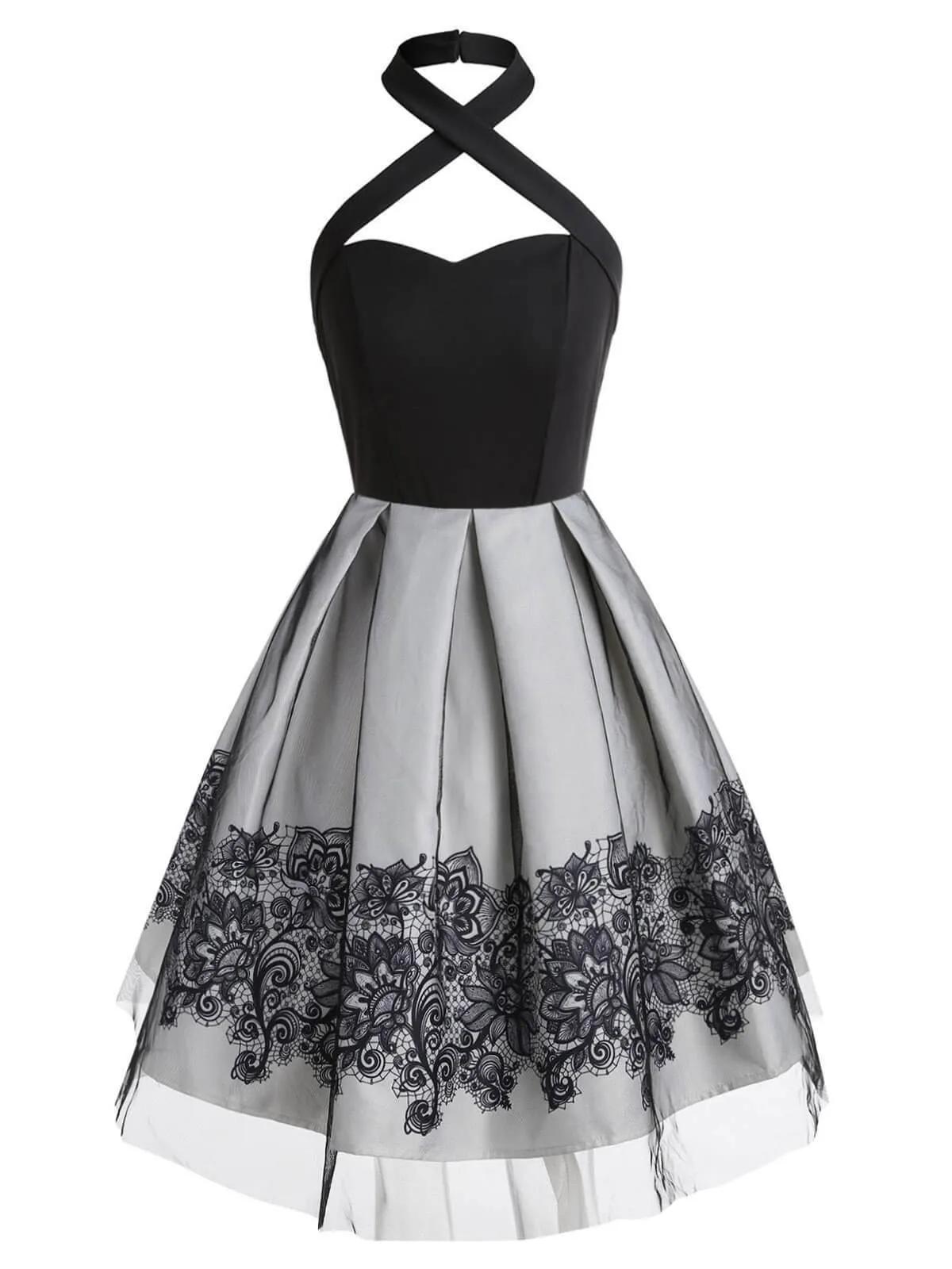 1950s Halter Patchwork Swing Dress
