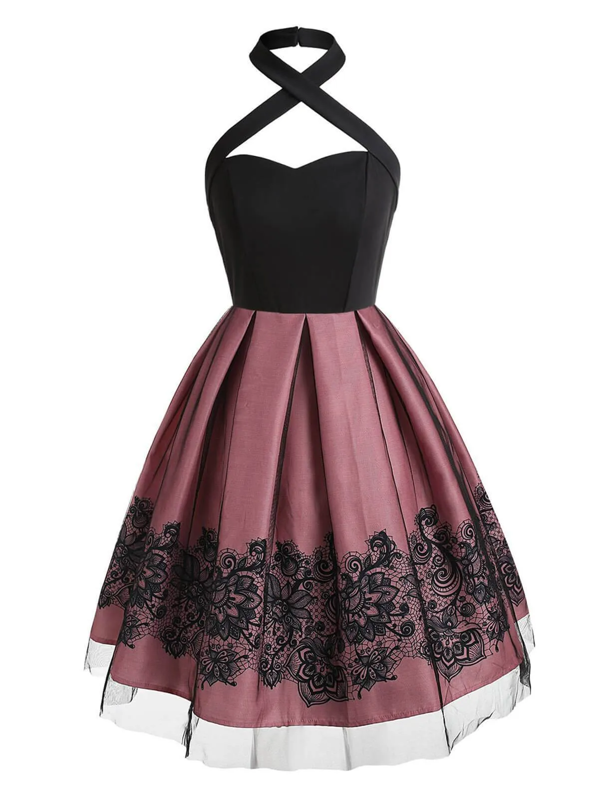 1950s Halter Patchwork Swing Dress