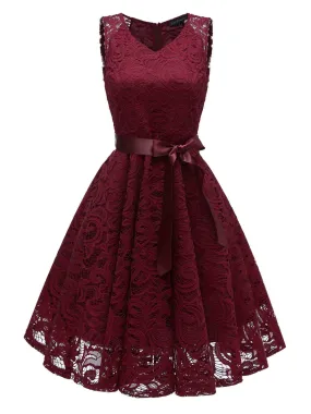1950s Lace Floral Bow Dress