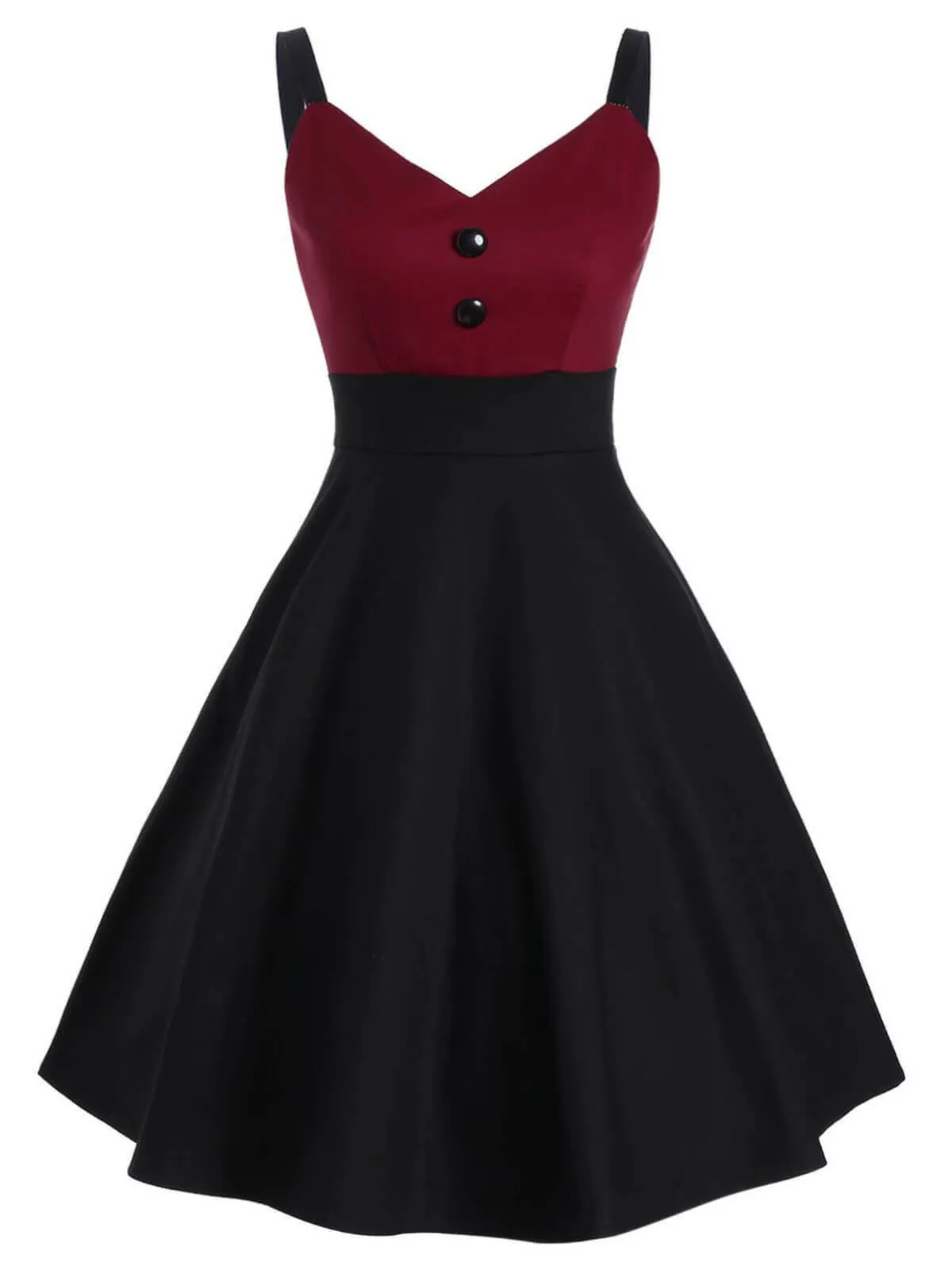 1950s Patchwork Button Swing Dress