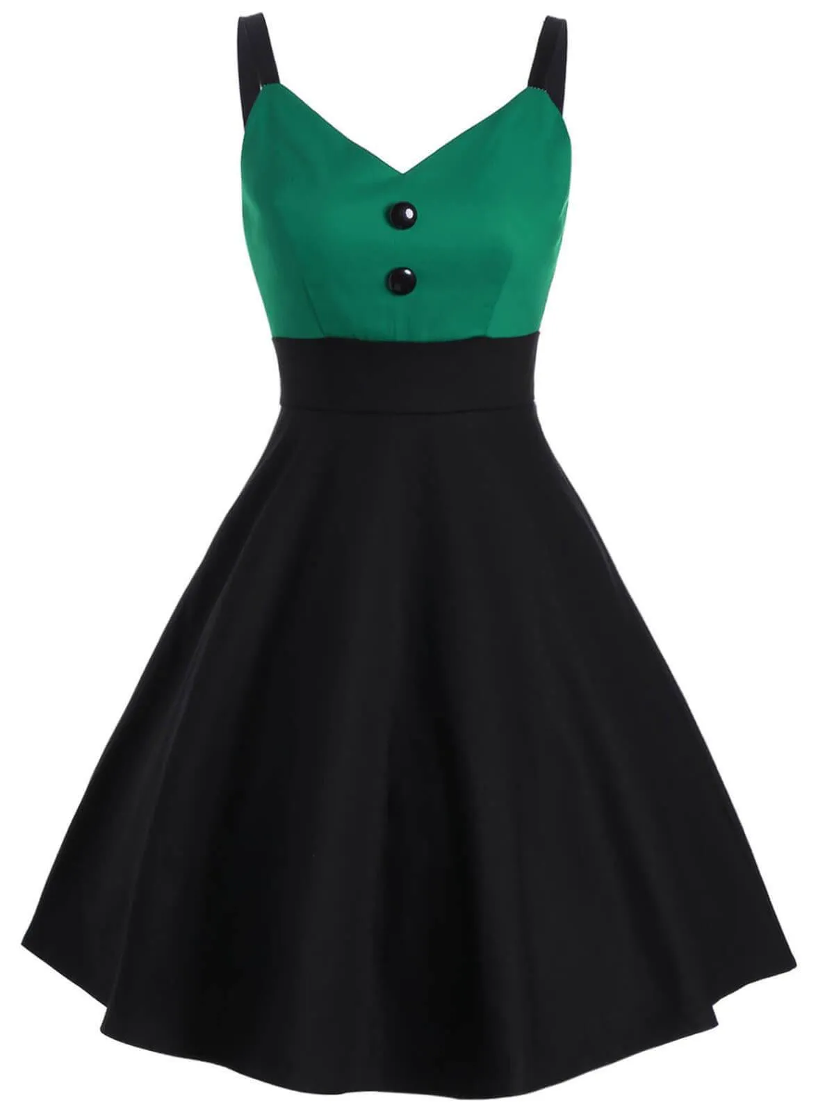 1950s Patchwork Button Swing Dress