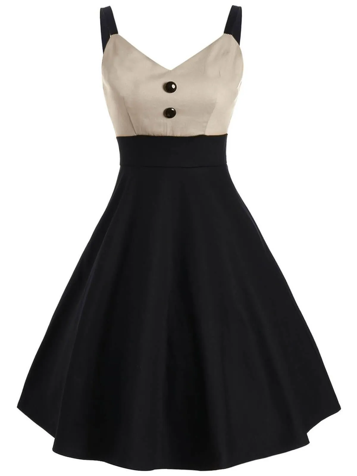 1950s Patchwork Button Swing Dress