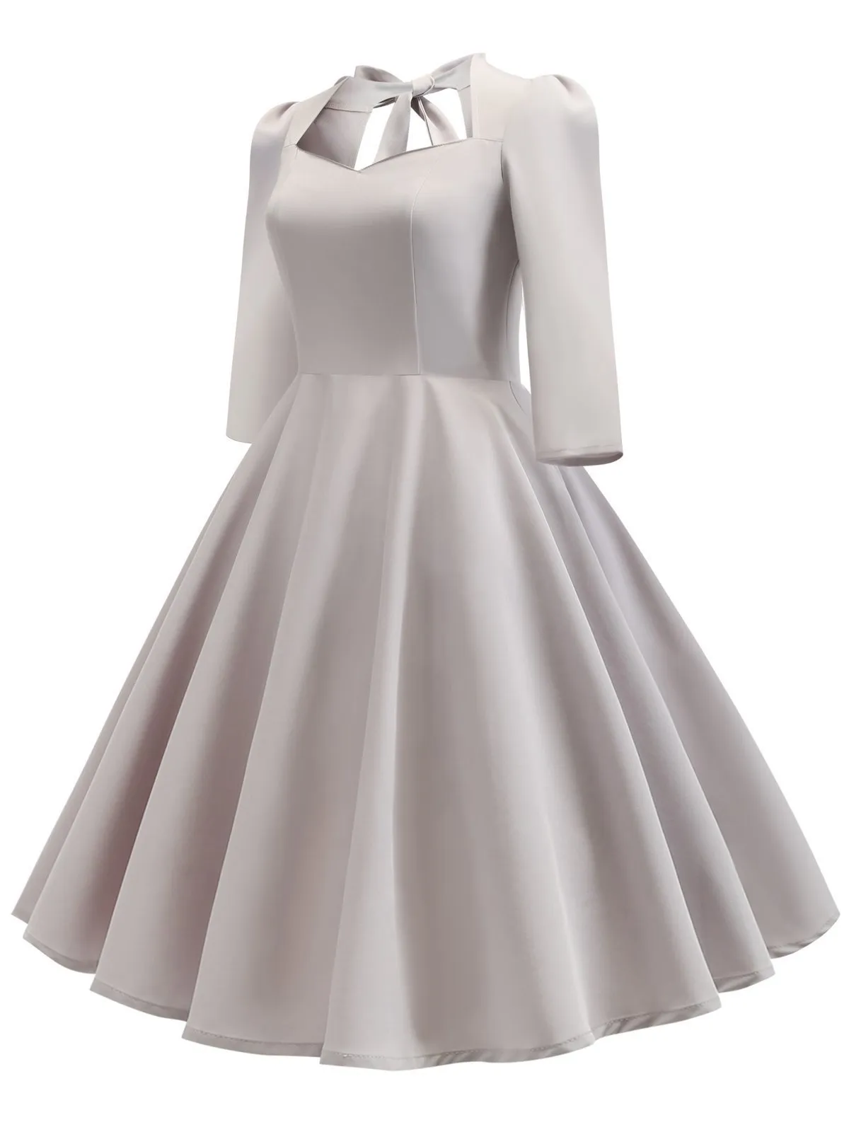 1950s Solid 3/4 Sleeve Dress