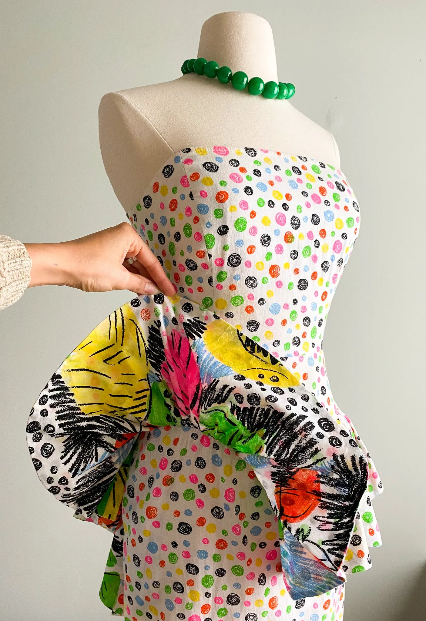 1980's Barboglio Polka Dot Cotton Party Dress / Sz S