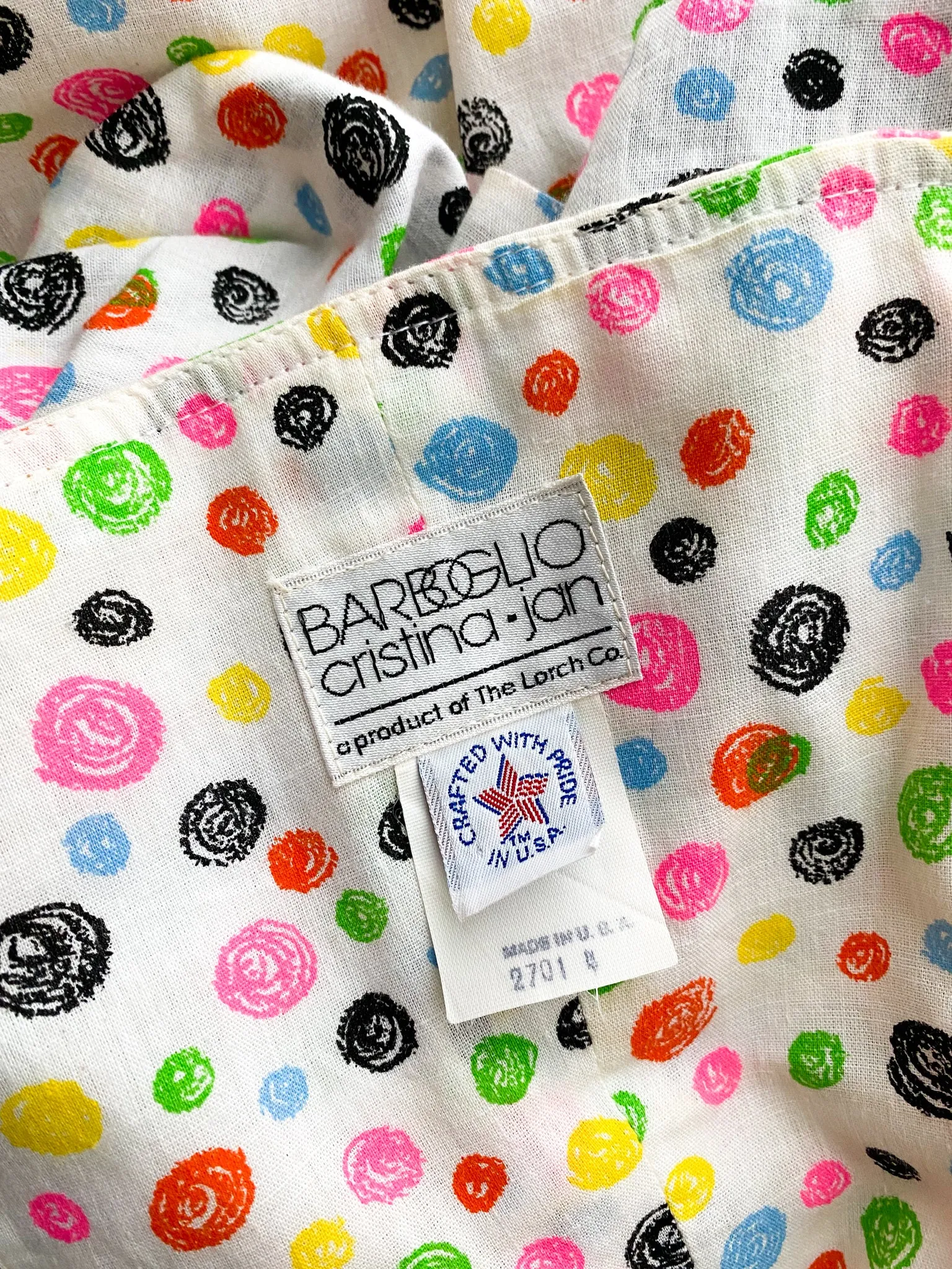 1980's Barboglio Polka Dot Cotton Party Dress / Sz S