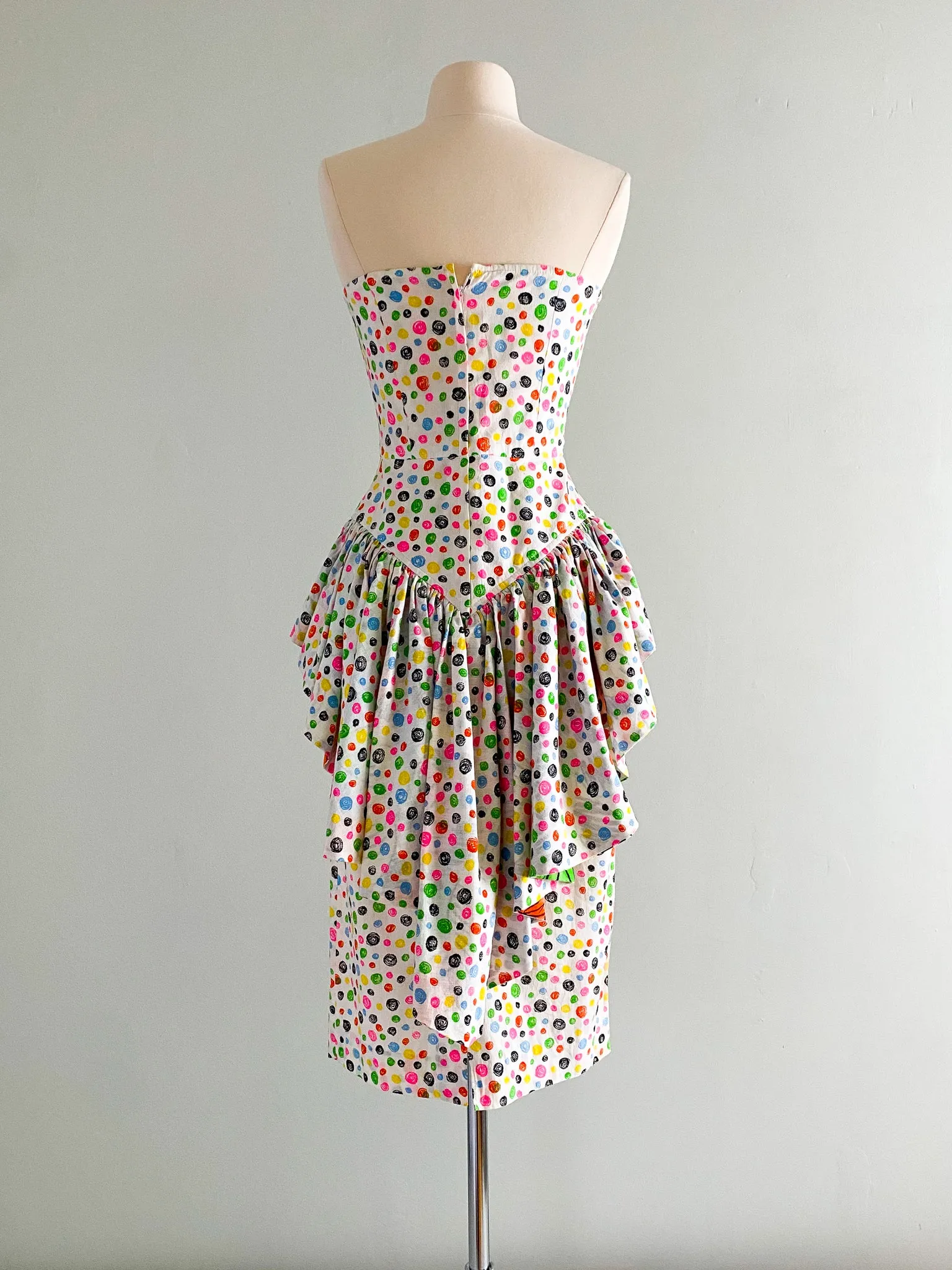1980's Barboglio Polka Dot Cotton Party Dress / Sz S