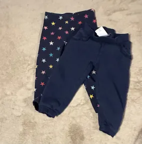 2 prs pants. Blue leggin W stars, blue sweatpants - size Kids Clothing:     24 Mos & 2 & 2T