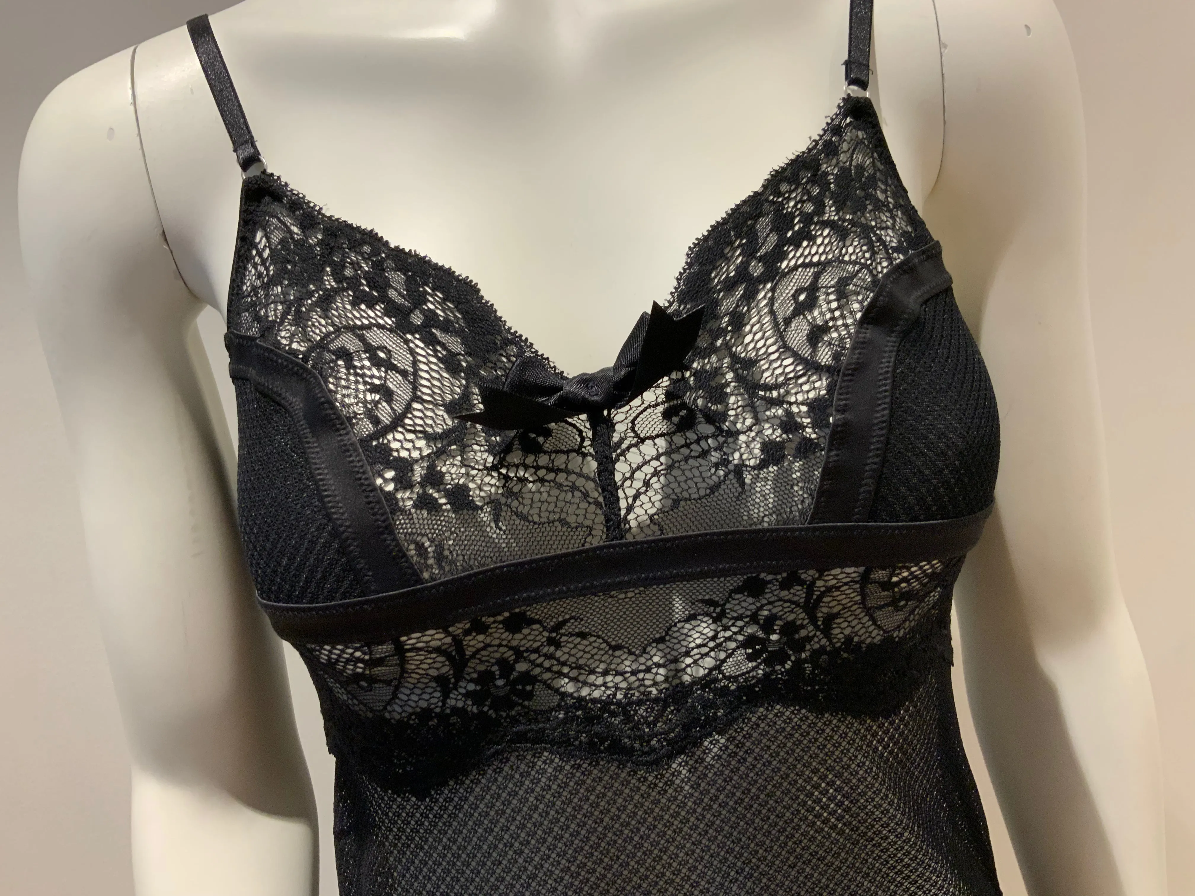 $290 Pleasure State Lace Black Camisole Slip Dress Size S small ladies