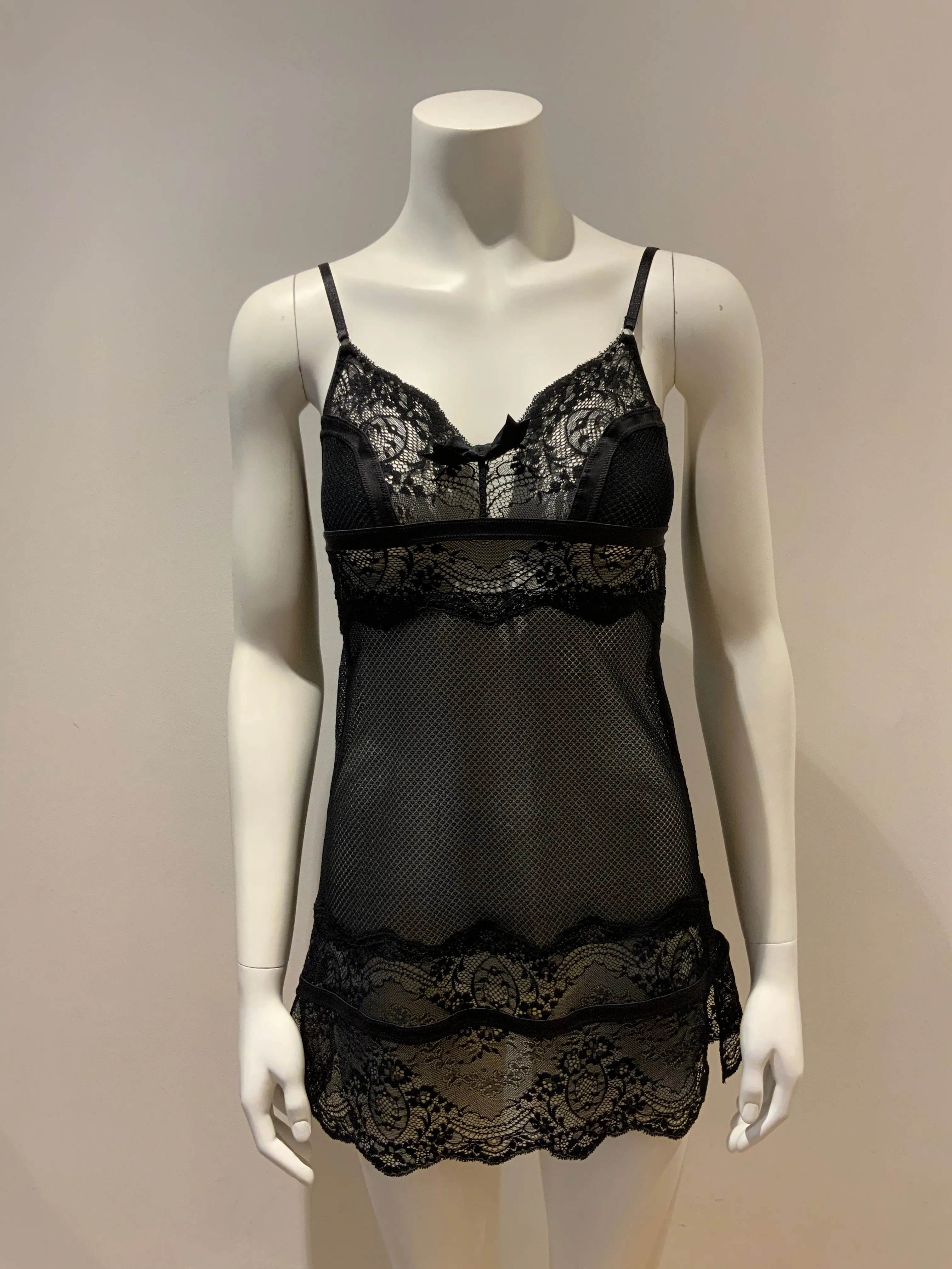 $290 Pleasure State Lace Black Camisole Slip Dress Size S small ladies
