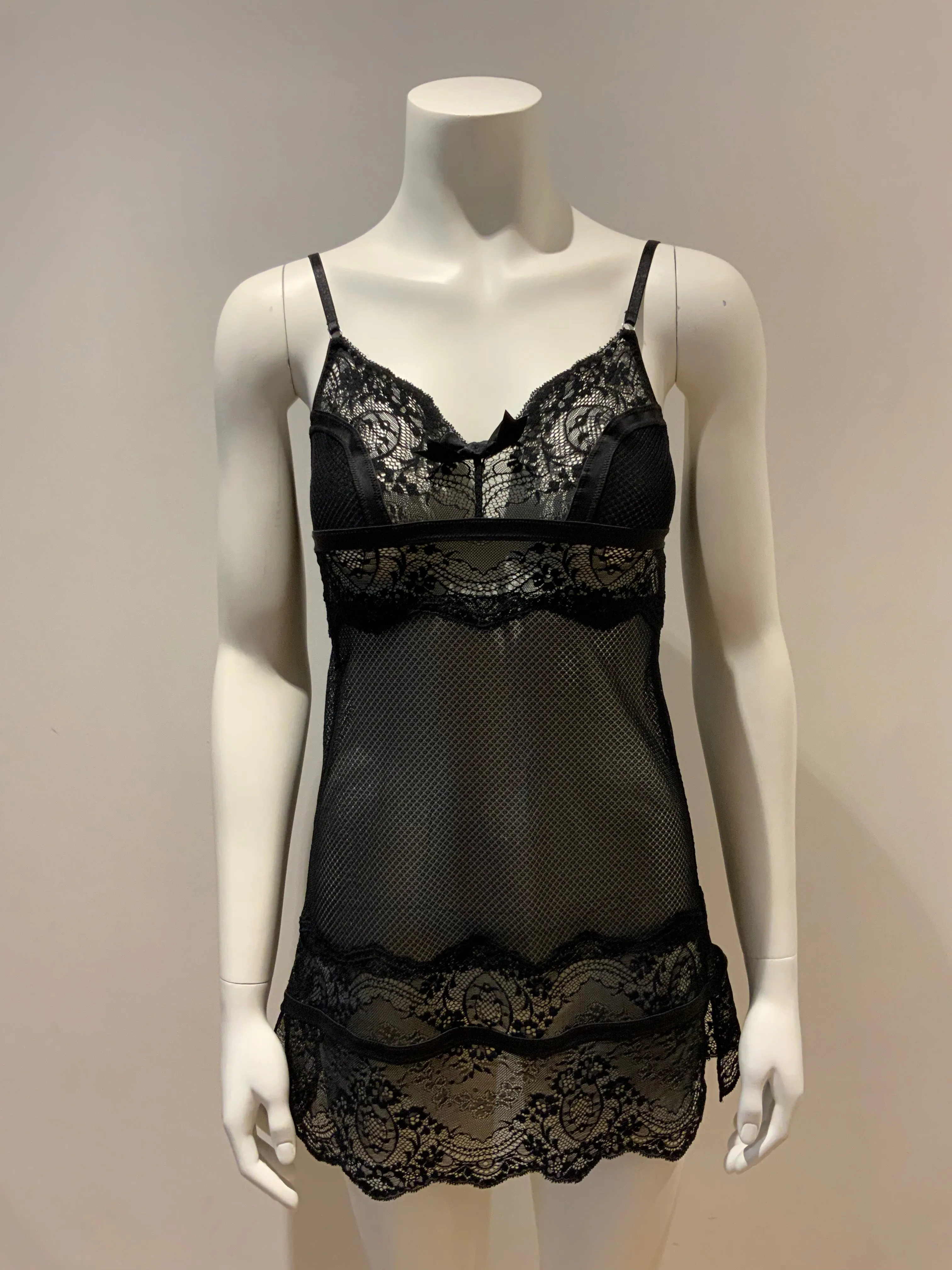 $290 Pleasure State Lace Black Camisole Slip Dress Size S small ladies