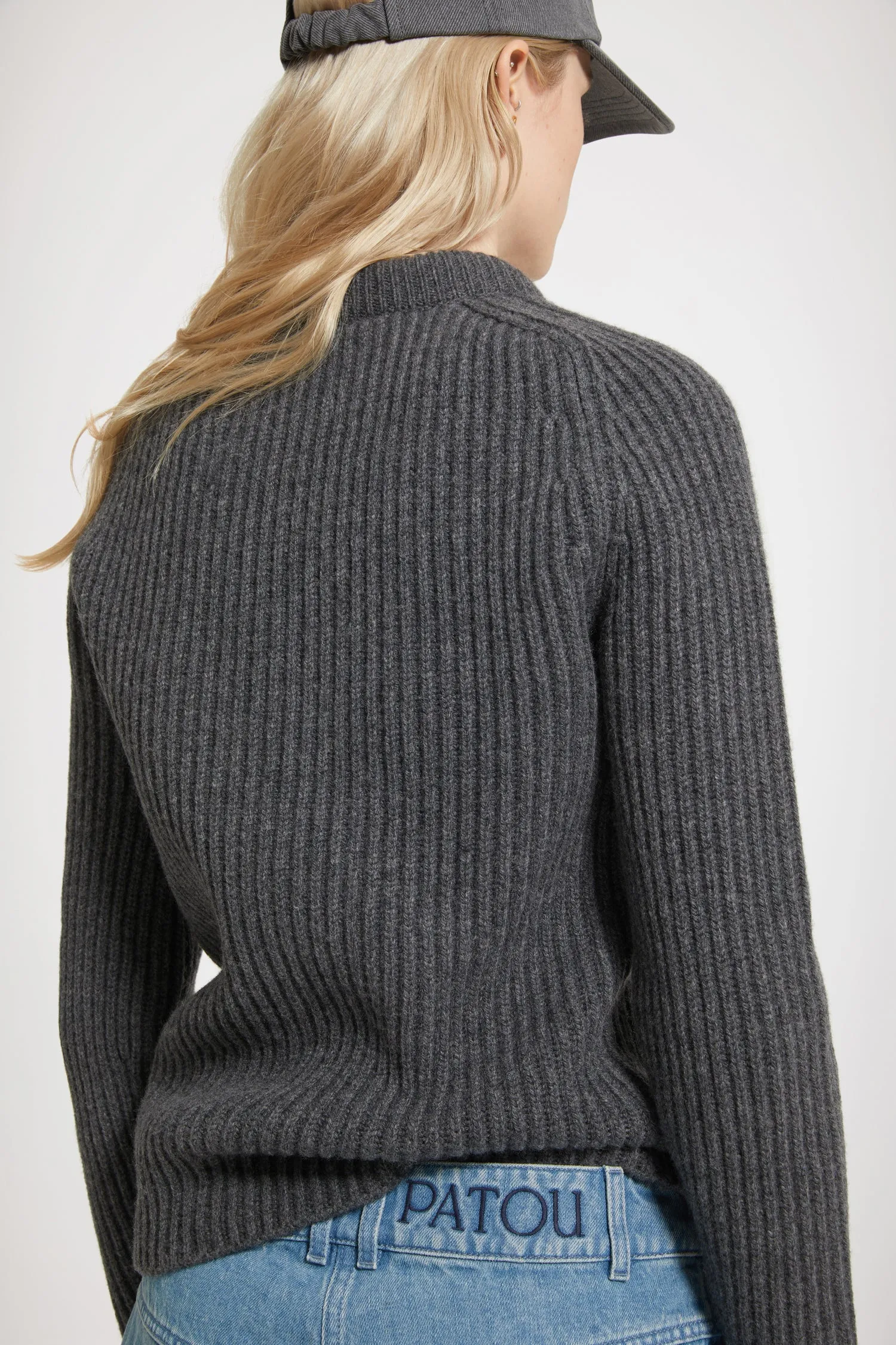 3D collar ribbed jumper in wool and cashmere