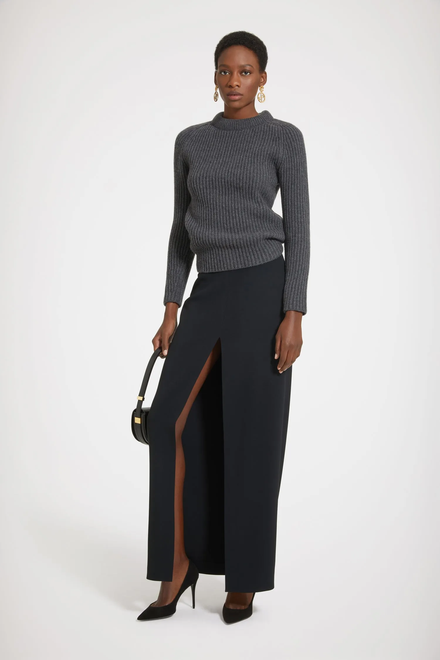 3D collar ribbed jumper in wool and cashmere