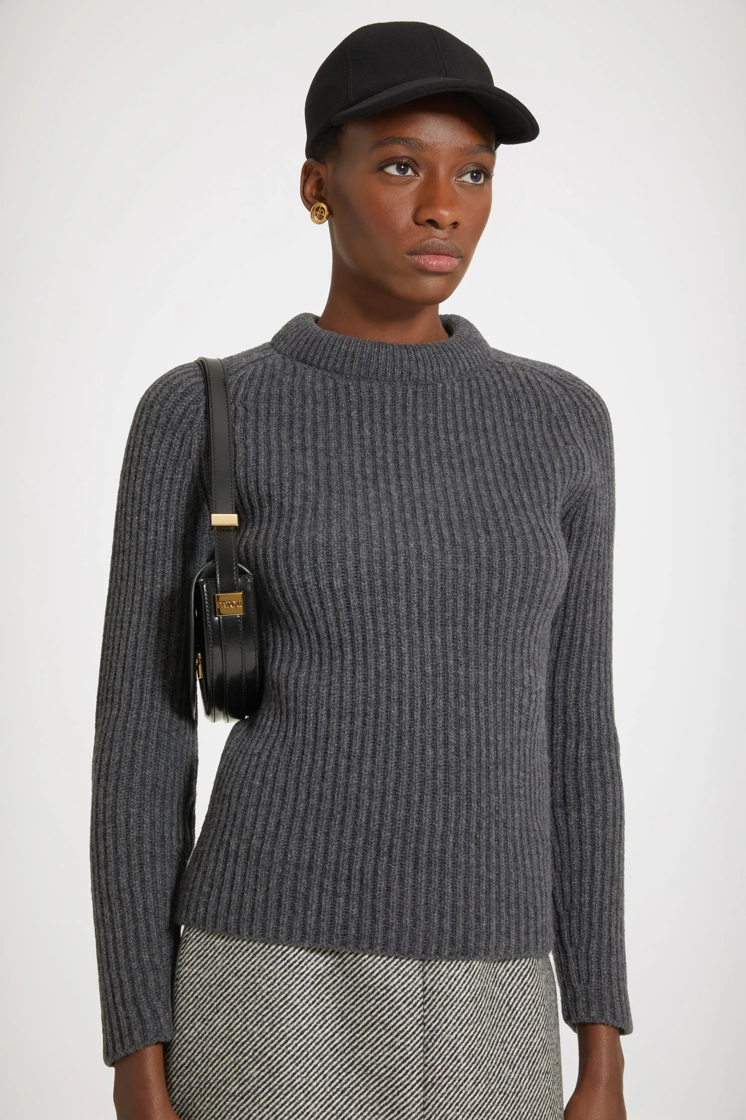 3D collar ribbed jumper in wool and cashmere