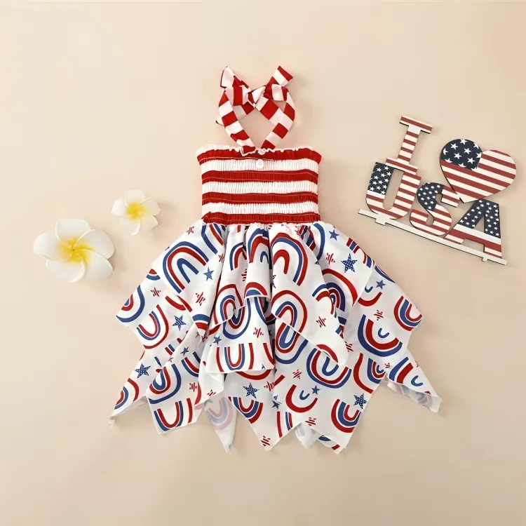 4th of July Halter Neck Toddler Dress