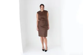 60s Bespoke Chocolate Silk Cocktail Dress