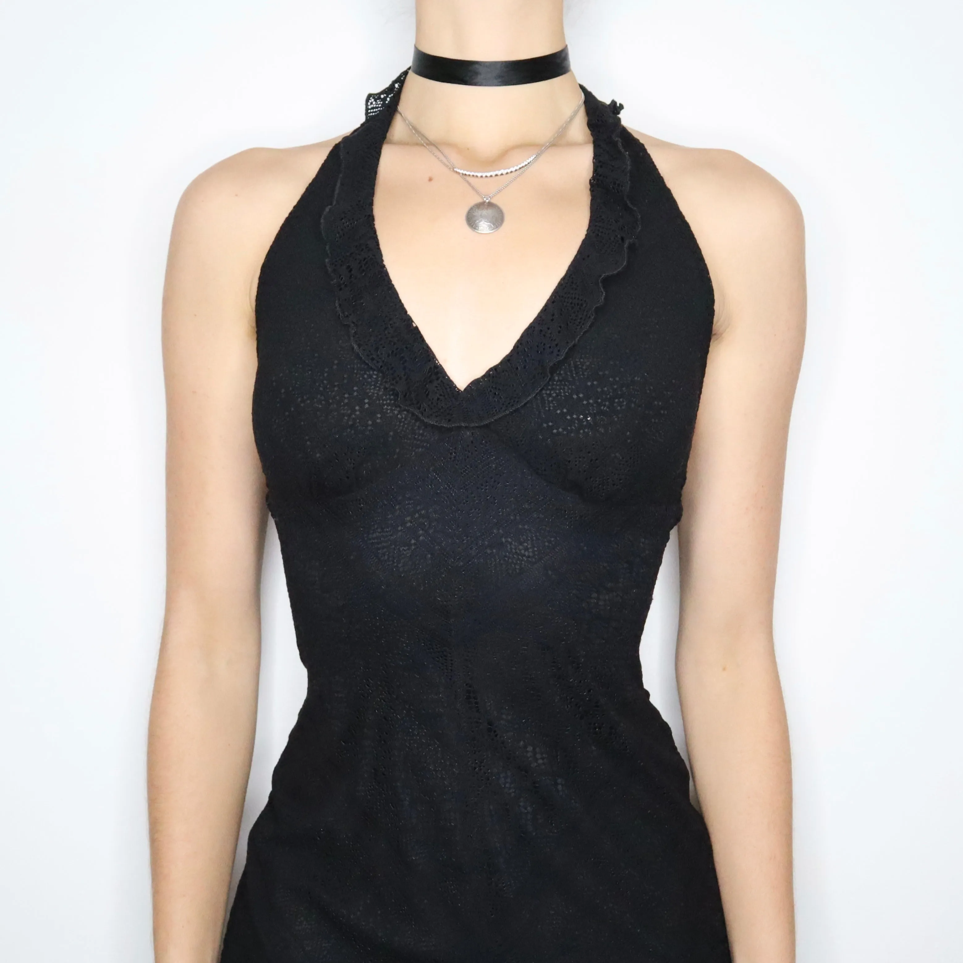 90s BETSEY JOHNSON Black Lace Dress (S)