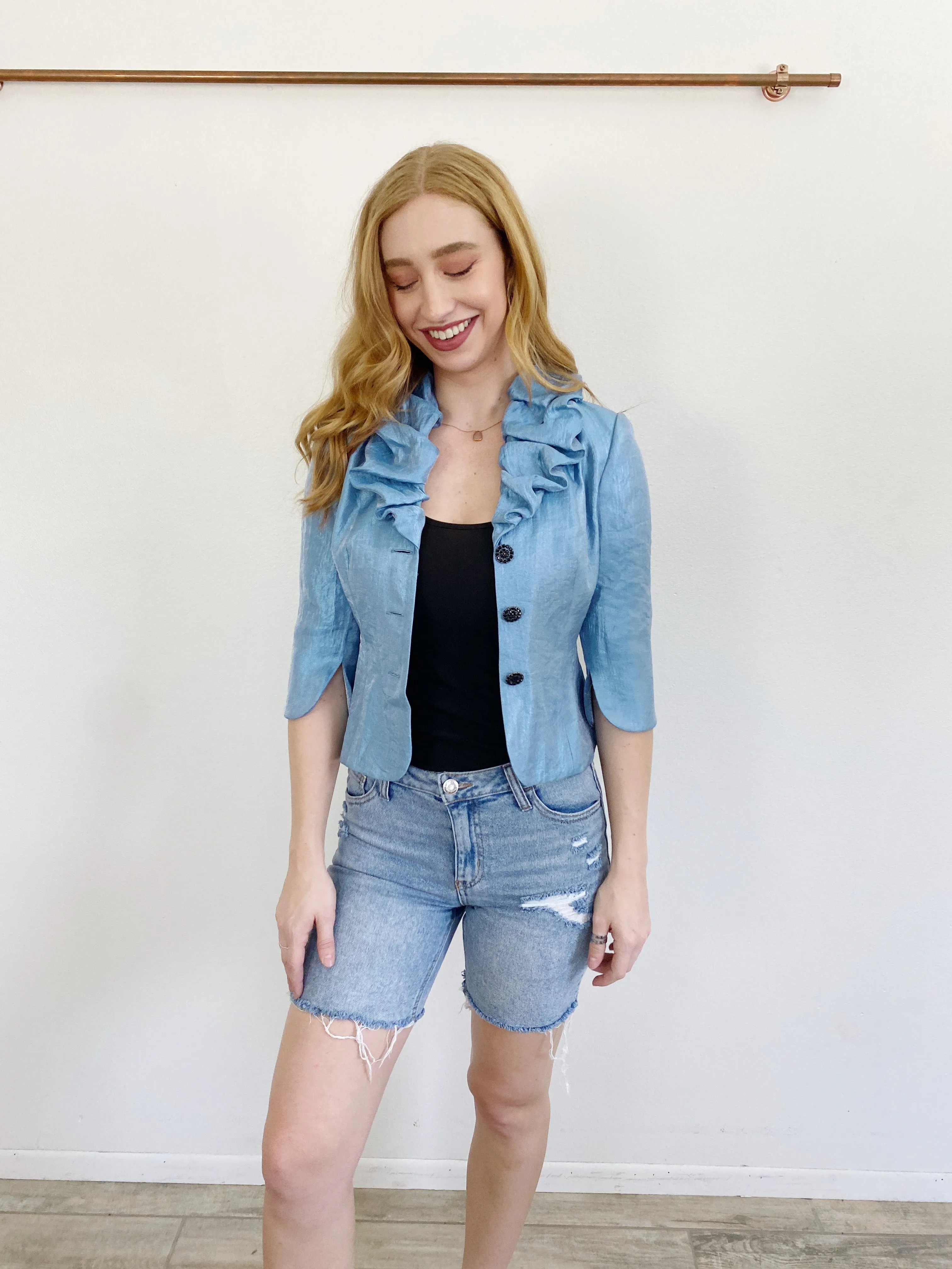 ADRIANNA PAPELL Evening Essentials Sky Blue Jacket