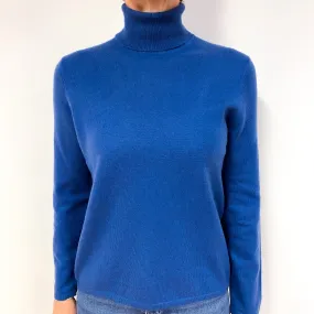 Airforce Blue Cashmere Polo Neck Jumper Medium