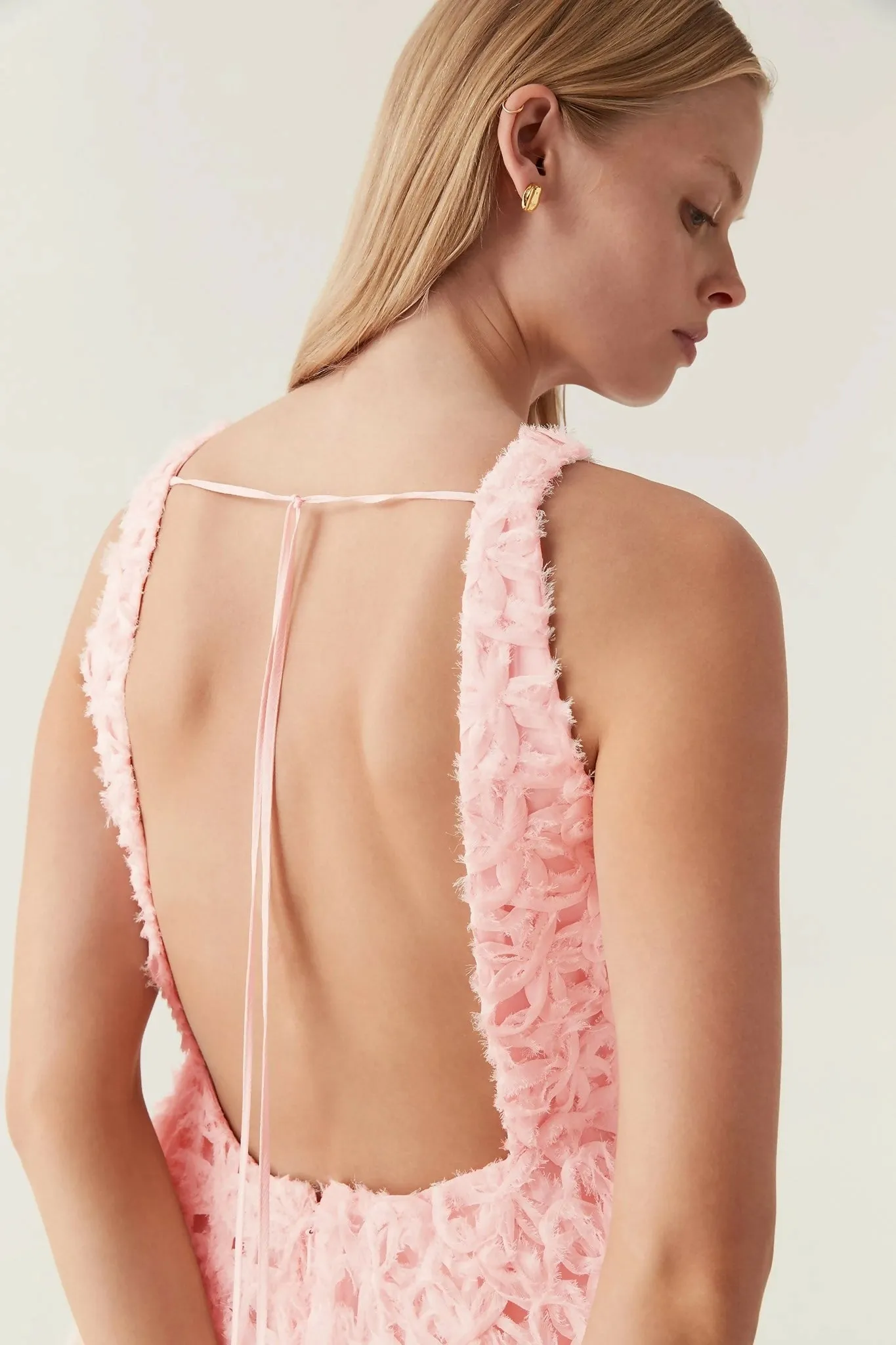 Aje Quintette Backless Midi Dress Pink Size AU 12