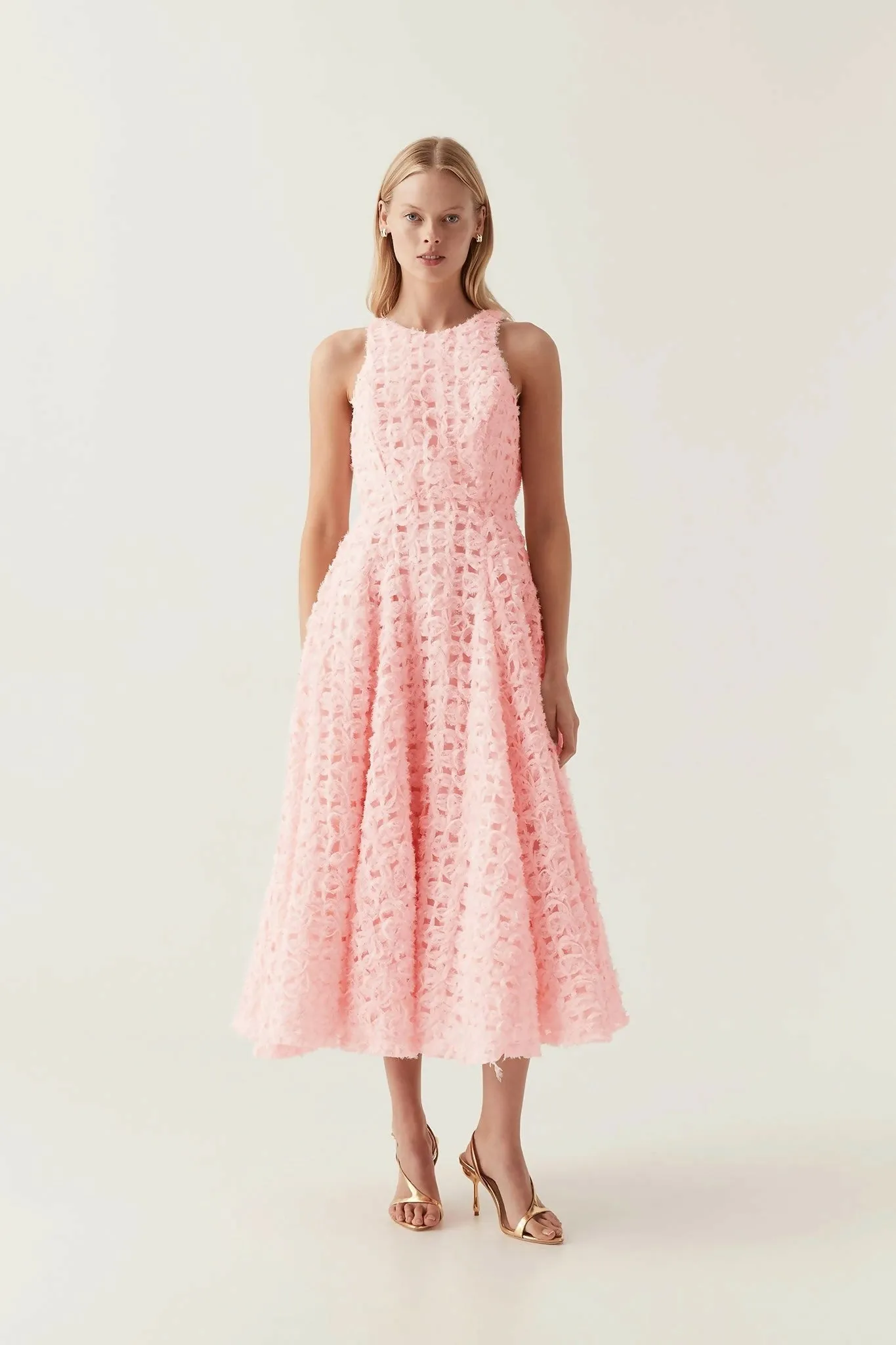 Aje Quintette Backless Midi Dress Pink Size AU 12