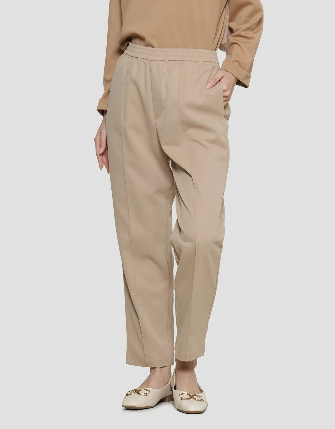Annisa Full Elastic Pants With Pleats In Front Celana Panjang Wanita