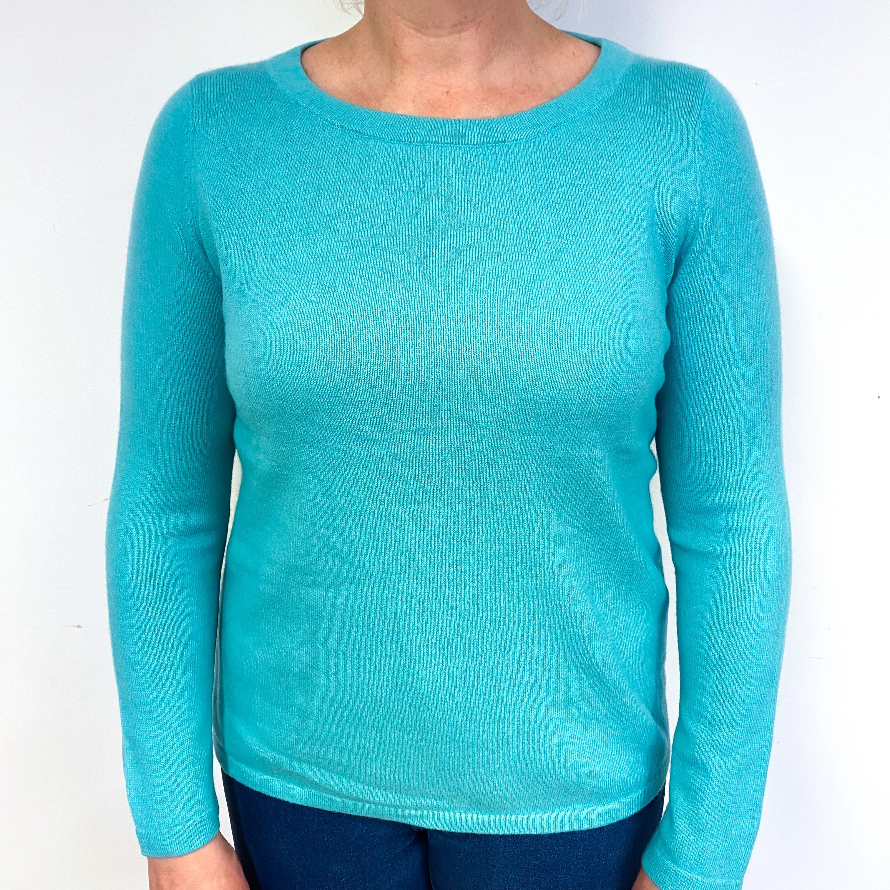 Aqua Green Cashmere Crew Neck Jumper Large