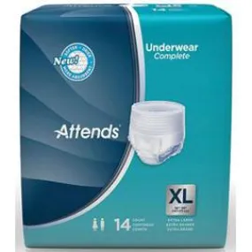 Attends Super Plus Absorbency Protective Underwear with Leakage Barriers, XL (58" to 68" - 210-250 lbs) - One pkg of 14 each