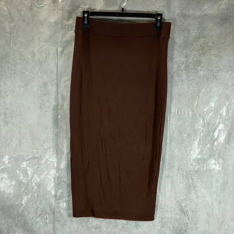 BAR III Women's Rare Wood Bodycon Midi Pull-On Skirt SZ M