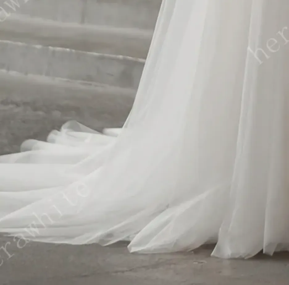 Bateau Neckline A-line Wedding Gown with Sequined Lace