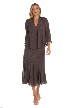 Beaded Slip Chiffon Jacket Dress