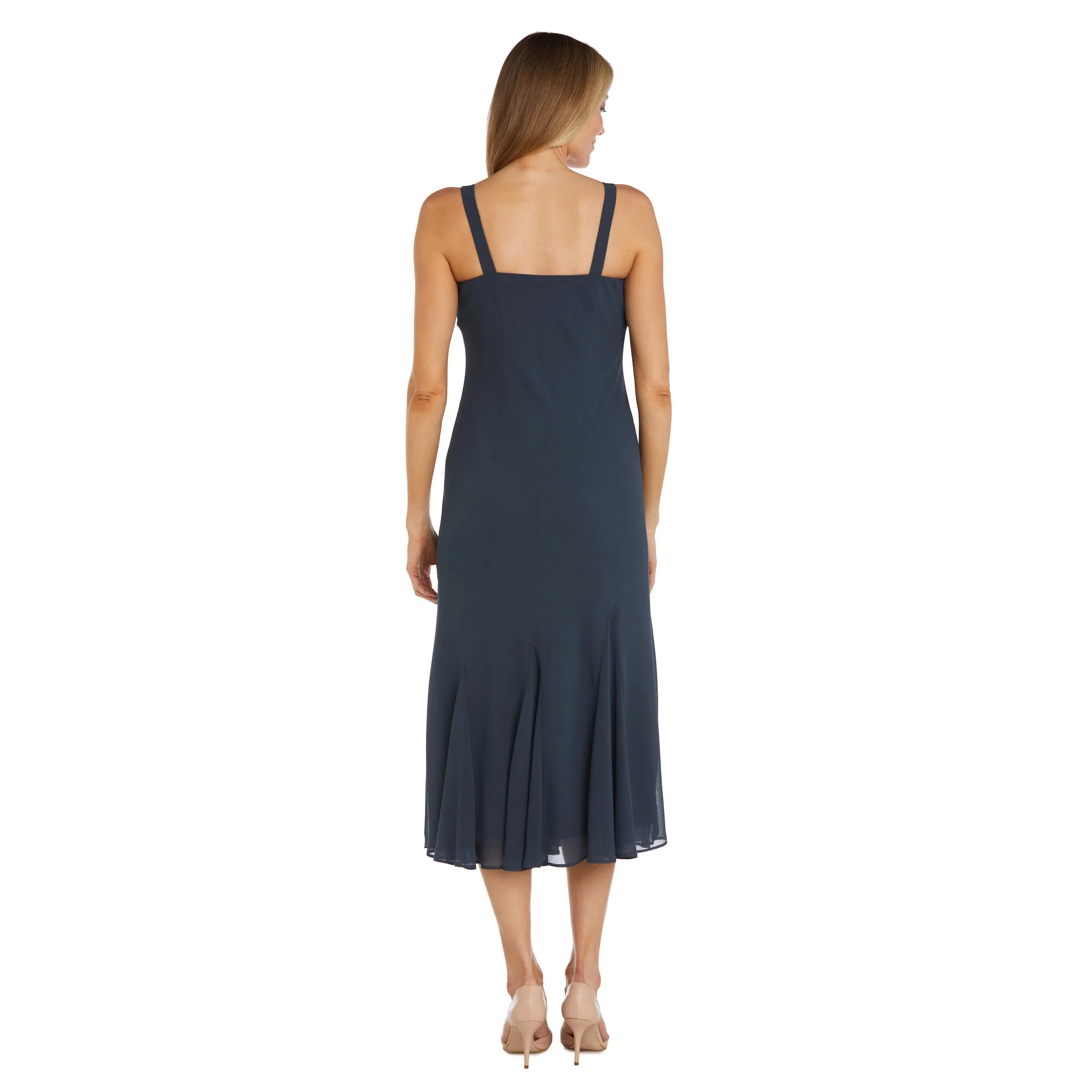 Beaded Slip Chiffon Jacket Dress