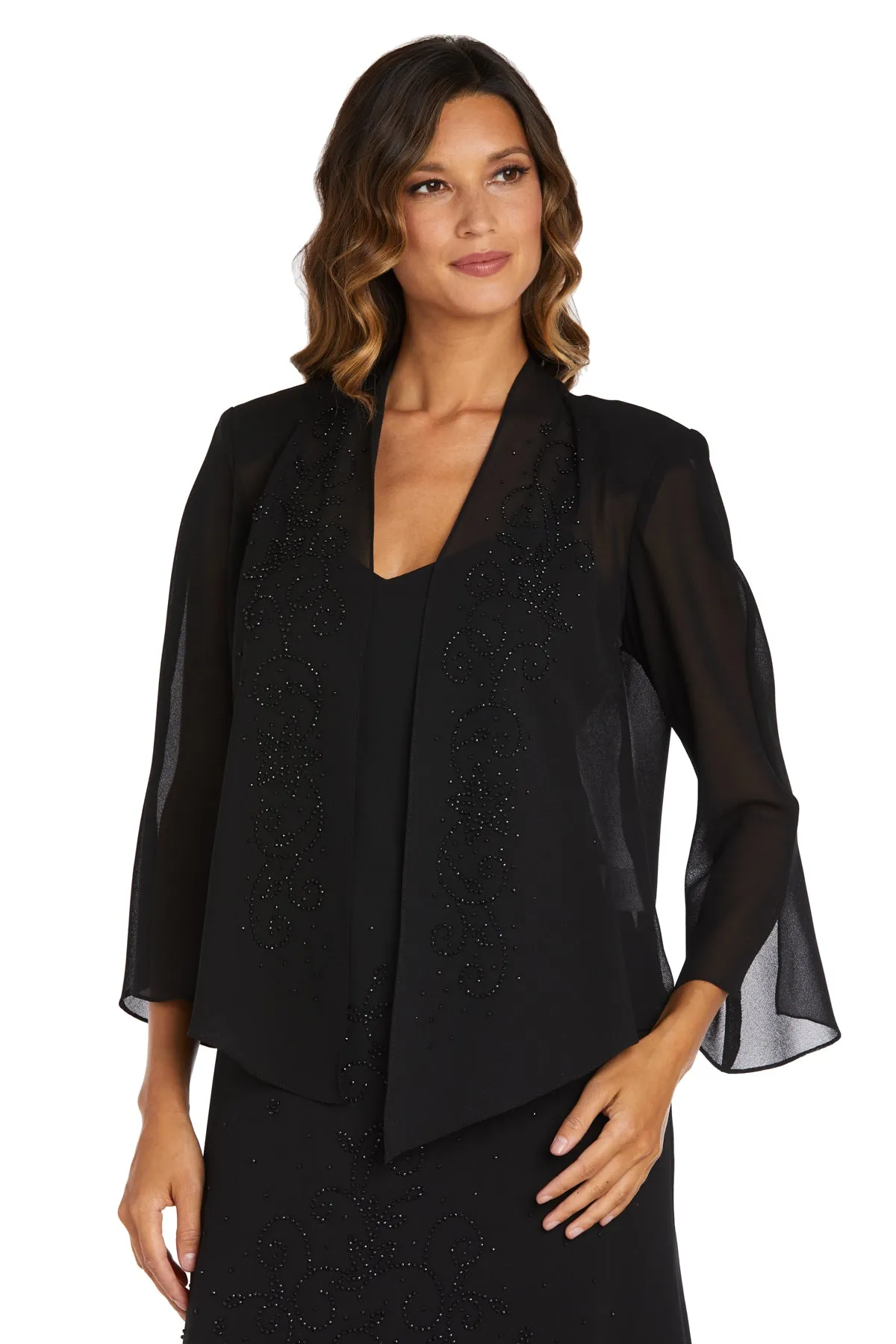 Beaded Slip Chiffon Jacket Dress
