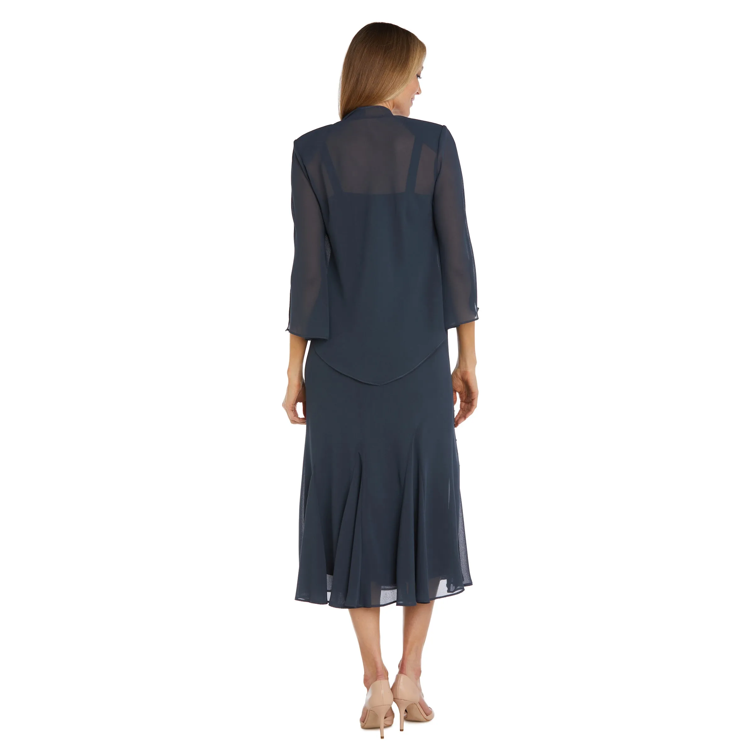 Beaded Slip Chiffon Jacket Dress