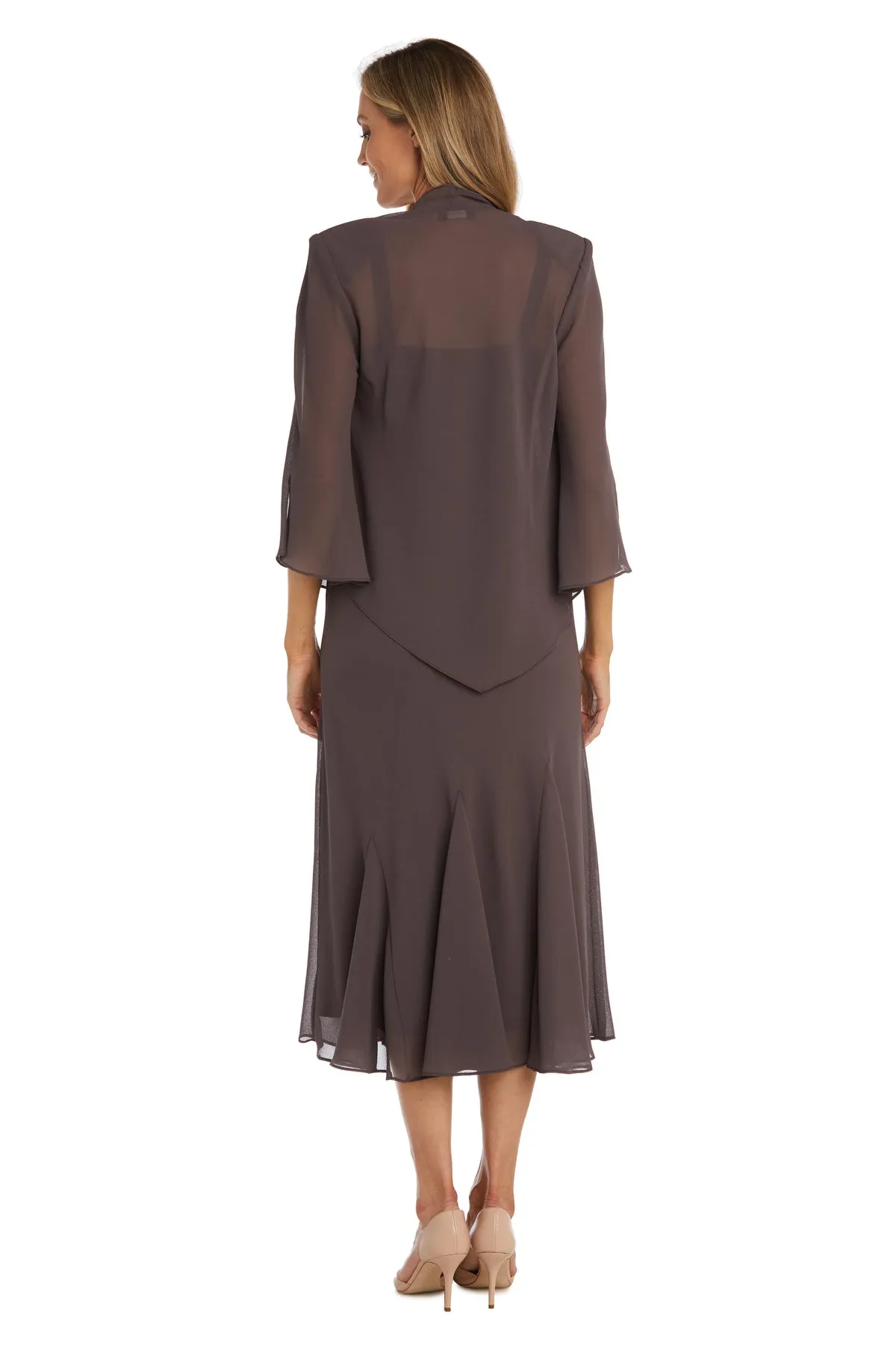 Beaded Slip Chiffon Jacket Dress