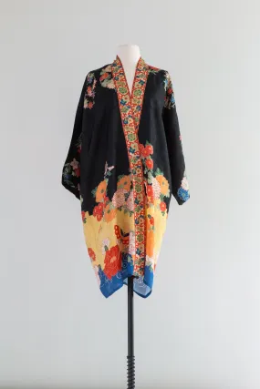 Beautiful 1930's Vintage Japanese Rayon Lounge Robe / OS