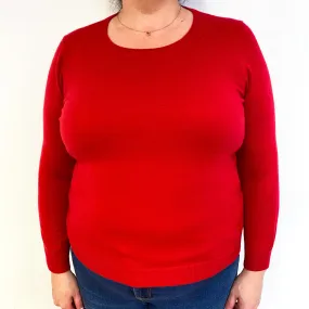 Berry Red Cashmere Crew Neck Jumper Extra Large Petite