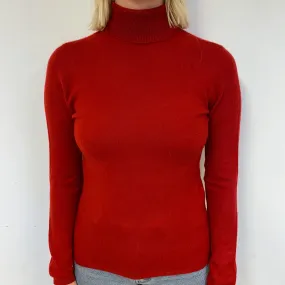 Berry Red Cashmere Polo Neck Jumper Small