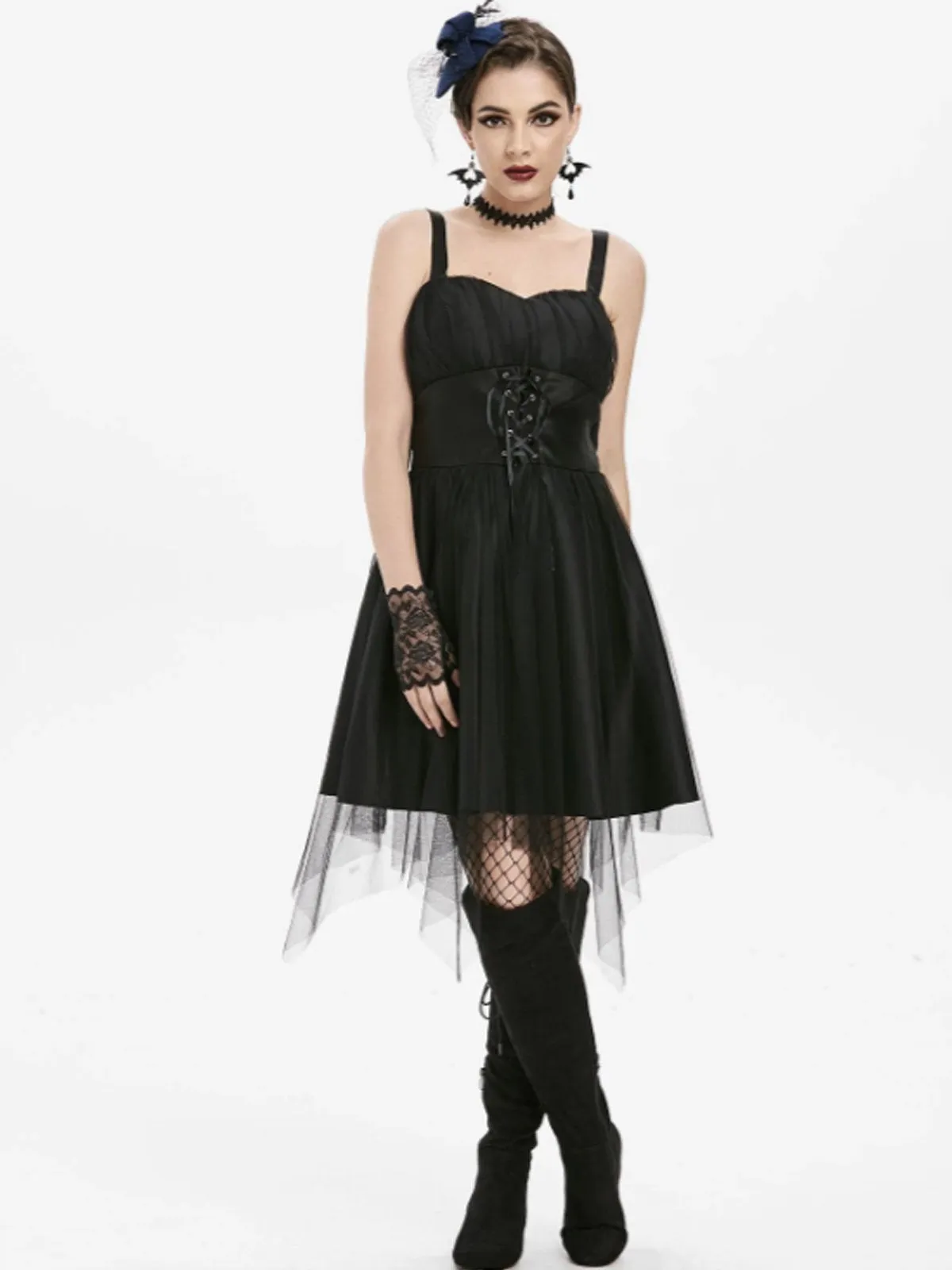 Black 1950s Steampunk Tulle Dress