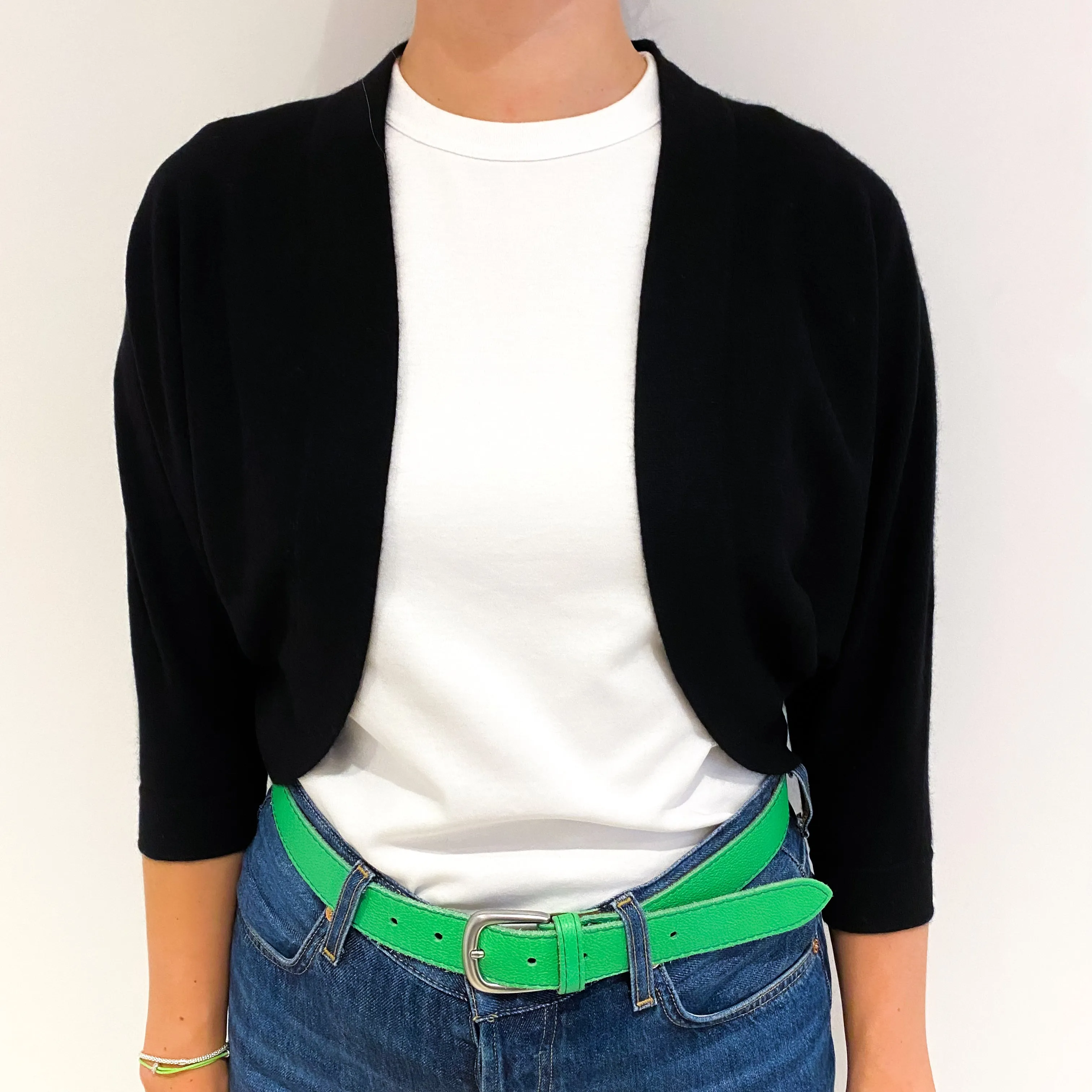 Black Cashmere Batwing Style Bolero Cardigan Small