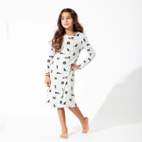 Black Cat Halloween Bamboo Girls' Long Sleeve Dress